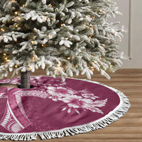 Kia Orana Cook Islands Tapa Floral With Cross Tree Skirt Maroon LT7 - Polynesian Pride