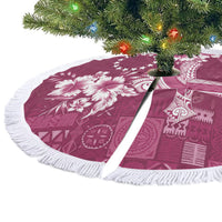 Kia Orana Cook Islands Tapa Floral With Cross Tree Skirt Maroon LT7 - Polynesian Pride