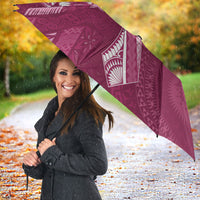 Kia Orana Cook Islands Tapa Floral With Cross Umbrella Maroon LT7 - Polynesian Pride