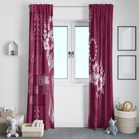 Kia Orana Cook Islands Tapa Floral With Cross Window Curtain Maroon LT7 - Polynesian Pride