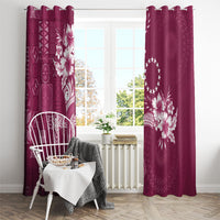 Kia Orana Cook Islands Tapa Floral With Cross Window Curtain Maroon LT7 - Polynesian Pride