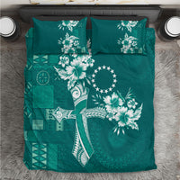 Kia Orana Cook Islands Tapa Floral With Cross Bedding Set Deep Teal LT7 Deep Teal - Polynesian Pride