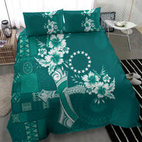 Kia Orana Cook Islands Tapa Floral With Cross Bedding Set Deep Teal LT7 - Polynesian Pride