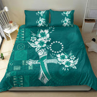 Kia Orana Cook Islands Tapa Floral With Cross Bedding Set Deep Teal LT7 - Polynesian Pride
