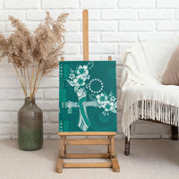 Kia Orana Cook Islands Tapa Floral With Cross Canvas Wall Art Deep Teal LT7 - Polynesian Pride