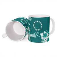 Kia Orana Cook Islands Tapa Floral With Cross Ceramic Mug Deep Teal LT7 - Polynesian Pride