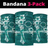 Kia Orana Cook Islands Tapa Floral With Cross Neck Gaiter Deep Teal LT7 package One Size: 25*50cm Deep Teal - Polynesian Pride
