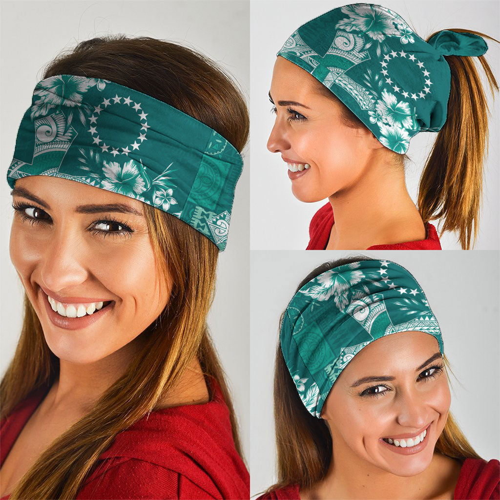 Kia Orana Cook Islands Tapa Floral With Cross Neck Gaiter Deep Teal LT7 - Polynesian Pride