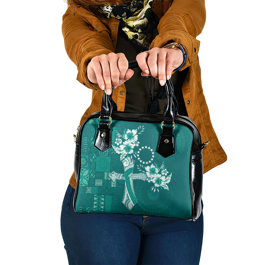 Kia Orana Cook Islands Tapa Floral With Cross Shoulder Handbag Deep Teal LT7 One Size Deep Teal - Polynesian Pride