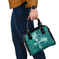 Kia Orana Cook Islands Tapa Floral With Cross Shoulder Handbag Deep Teal LT7 - Polynesian Pride