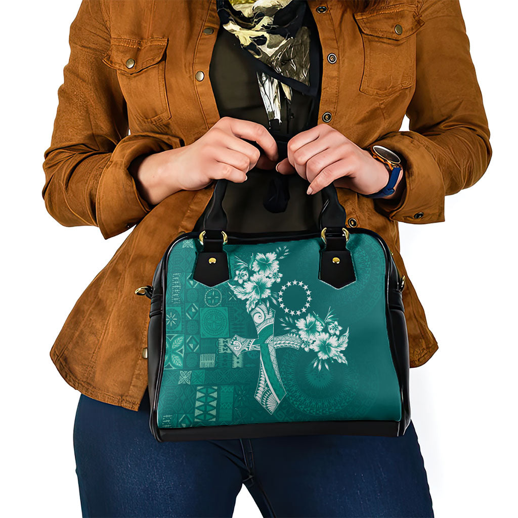 Kia Orana Cook Islands Tapa Floral With Cross Shoulder Handbag Deep Teal LT7 - Polynesian Pride