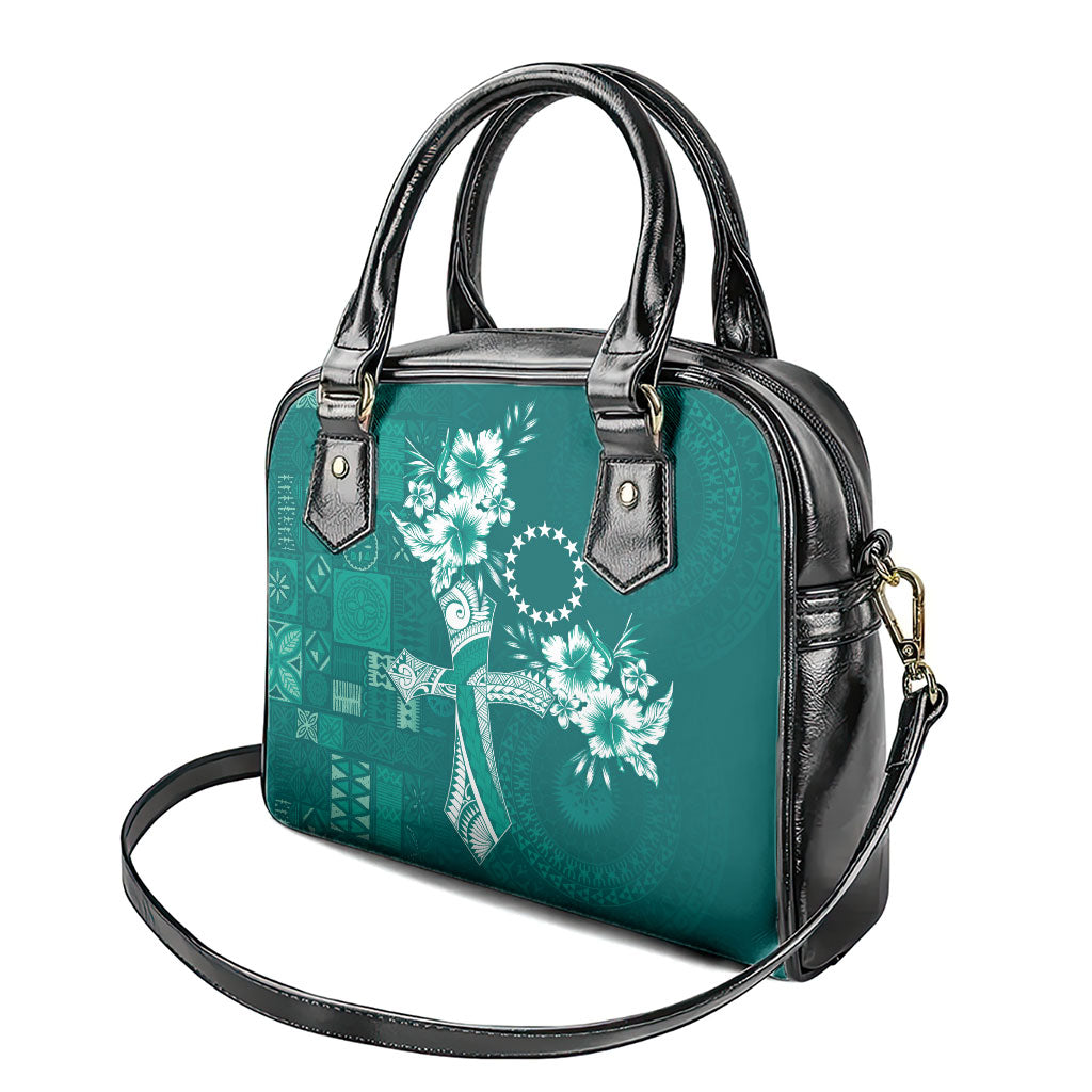 Kia Orana Cook Islands Tapa Floral With Cross Shoulder Handbag Deep Teal LT7 - Polynesian Pride