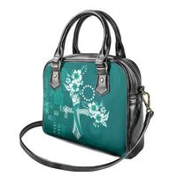 Kia Orana Cook Islands Tapa Floral With Cross Shoulder Handbag Deep Teal LT7 - Polynesian Pride