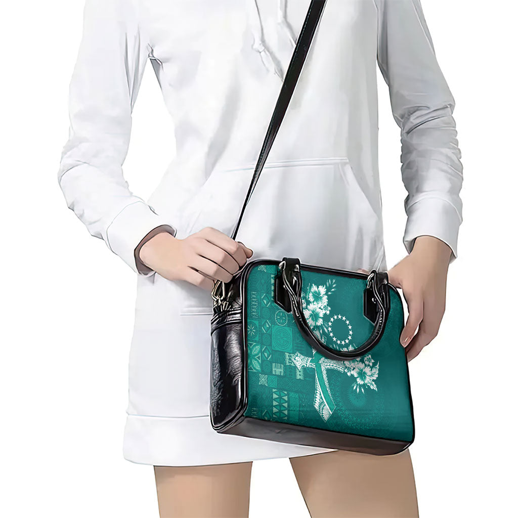 Kia Orana Cook Islands Tapa Floral With Cross Shoulder Handbag Deep Teal LT7 - Polynesian Pride