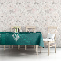 Kia Orana Cook Islands Tapa Floral With Cross Tablecloth Deep Teal LT7 - Polynesian Pride