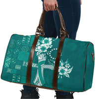 Kia Orana Cook Islands Tapa Floral With Cross Travel Bag Deep Teal LT7 - Polynesian Pride