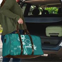 Kia Orana Cook Islands Tapa Floral With Cross Travel Bag Deep Teal LT7 - Polynesian Pride