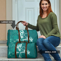 Kia Orana Cook Islands Tapa Floral With Cross Travel Bag Deep Teal LT7 - Polynesian Pride