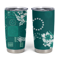 Kia Orana Cook Islands Tapa Floral With Cross Tumbler Cup Deep Teal LT7 Deep Teal - Polynesian Pride