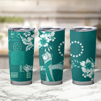 Kia Orana Cook Islands Tapa Floral With Cross Tumbler Cup Deep Teal LT7 - Polynesian Pride