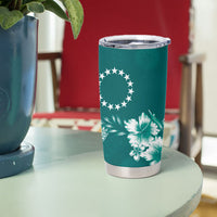 Kia Orana Cook Islands Tapa Floral With Cross Tumbler Cup Deep Teal LT7 - Polynesian Pride