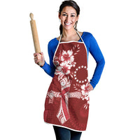 Kia Orana Cook Islands Tapa Floral With Cross Apron Crimson Red LT7 - Polynesian Pride