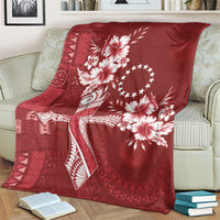 Kia Orana Cook Islands Tapa Floral With Cross Blanket Crimson Red LT7 - Polynesian Pride