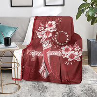 Kia Orana Cook Islands Tapa Floral With Cross Blanket Crimson Red LT7 - Polynesian Pride
