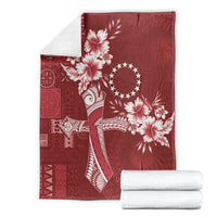 Kia Orana Cook Islands Tapa Floral With Cross Blanket Crimson Red LT7 - Polynesian Pride