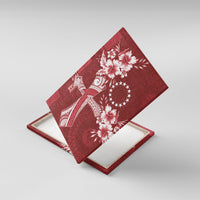 Kia Orana Cook Islands Tapa Floral With Cross Canvas Wall Art Crimson Red LT7 With Frame Crimson Red - Polynesian Pride