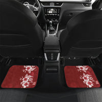 Kia Orana Cook Islands Tapa Floral With Cross Car Mats Crimson Red LT7 Set 2pcs - Back Crimson Red - Polynesian Pride
