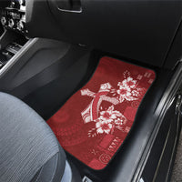 Kia Orana Cook Islands Tapa Floral With Cross Car Mats Crimson Red LT7 - Polynesian Pride