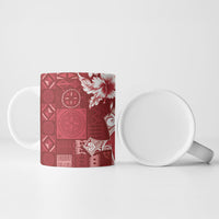 Kia Orana Cook Islands Tapa Floral With Cross Ceramic Mug Crimson Red LT7 - Polynesian Pride
