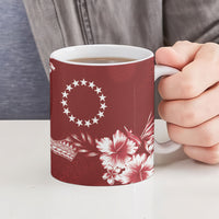 Kia Orana Cook Islands Tapa Floral With Cross Ceramic Mug Crimson Red LT7 - Polynesian Pride