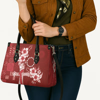 Kia Orana Cook Islands Tapa Floral With Cross Leather Bag Crimson Red LT7 - Polynesian Pride