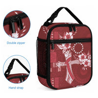 Kia Orana Cook Islands Tapa Floral With Cross Lunch Bag Crimson Red LT7 - Polynesian Pride