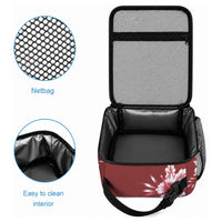 Kia Orana Cook Islands Tapa Floral With Cross Lunch Bag Crimson Red LT7 - Polynesian Pride
