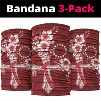 Kia Orana Cook Islands Tapa Floral With Cross Neck Gaiter Crimson Red LT7 package One Size: 25*50cm Crimson Red - Polynesian Pride
