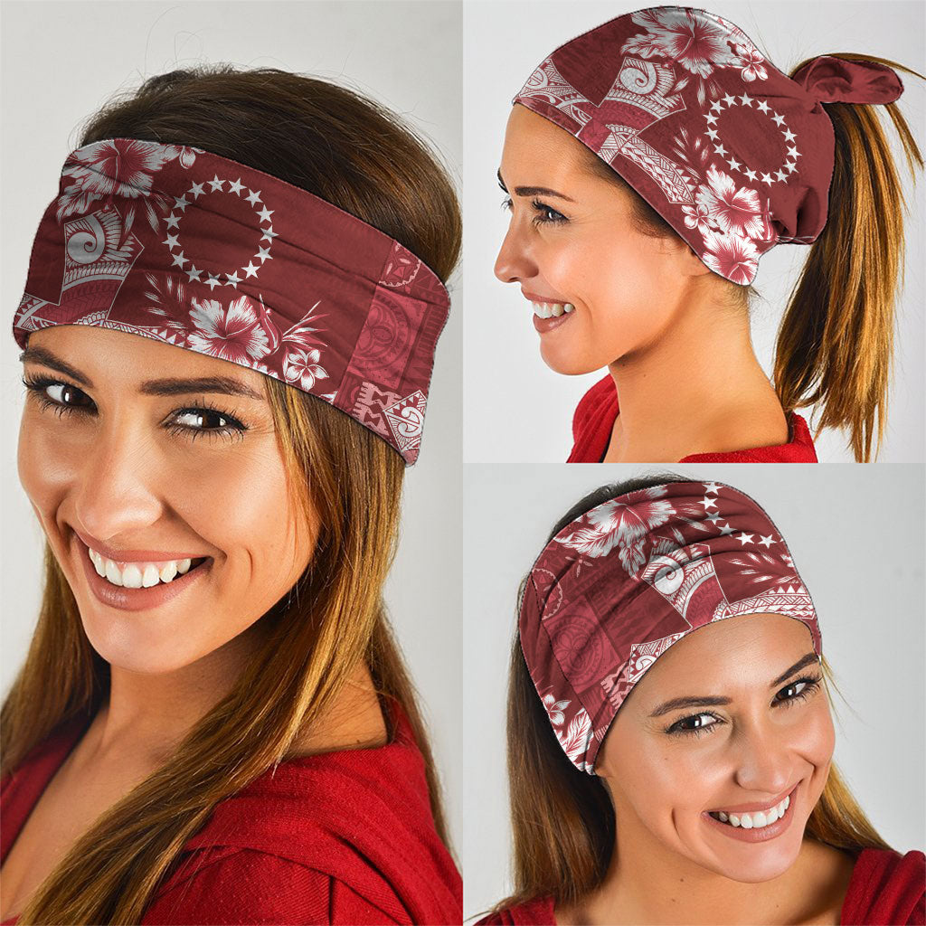 Kia Orana Cook Islands Tapa Floral With Cross Neck Gaiter Crimson Red LT7 - Polynesian Pride