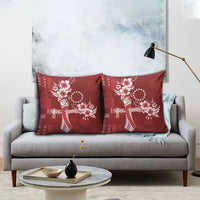 Kia Orana Cook Islands Tapa Floral With Cross Pillow Cover Crimson Red LT7 - Polynesian Pride