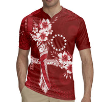Kia Orana Cook Islands Tapa Floral With Cross Rugby Jersey Crimson Red LT7 - Polynesian Pride