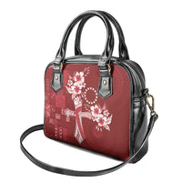 Kia Orana Cook Islands Tapa Floral With Cross Shoulder Handbag Crimson Red LT7 - Polynesian Pride
