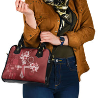 Kia Orana Cook Islands Tapa Floral With Cross Shoulder Handbag Crimson Red LT7 - Polynesian Pride