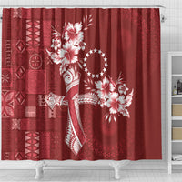Kia Orana Cook Islands Tapa Floral With Cross Shower Curtain Crimson Red LT7 - Polynesian Pride