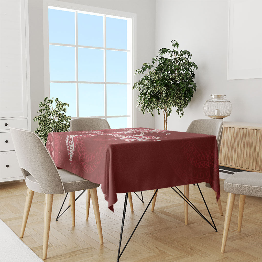Kia Orana Cook Islands Tapa Floral With Cross Tablecloth Crimson Red LT7 - Polynesian Pride