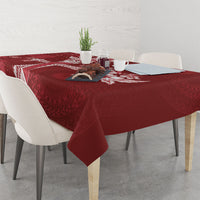 Kia Orana Cook Islands Tapa Floral With Cross Tablecloth Crimson Red LT7 - Polynesian Pride