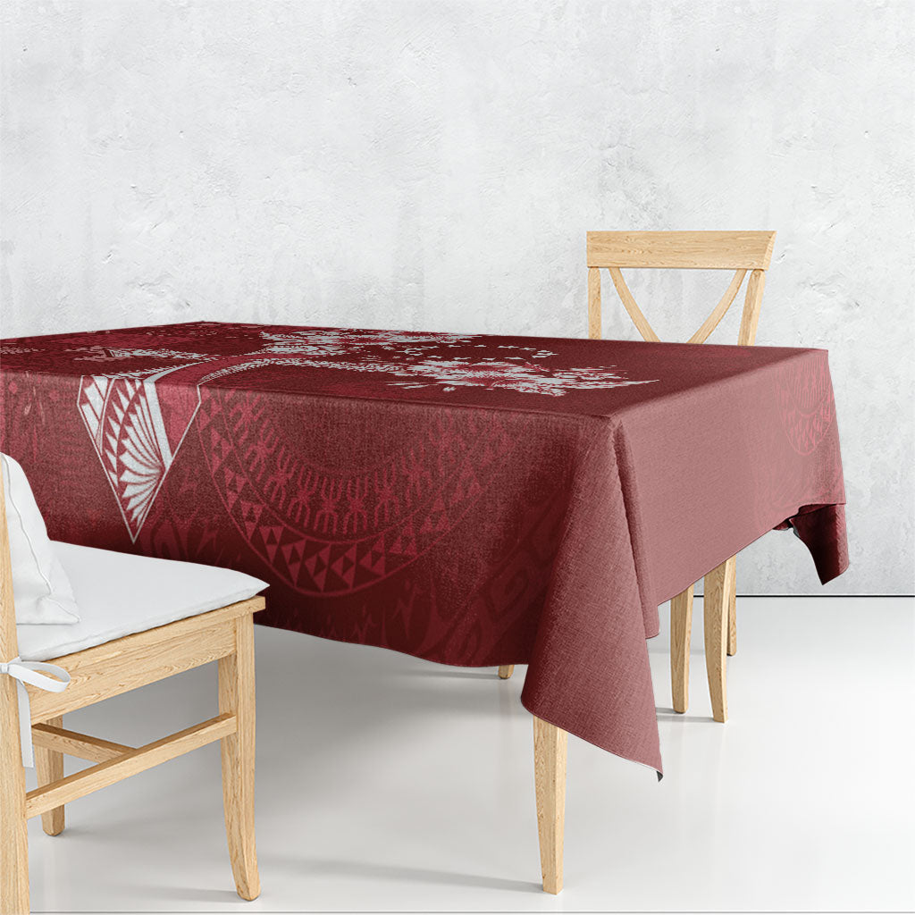 Kia Orana Cook Islands Tapa Floral With Cross Tablecloth Crimson Red LT7 - Polynesian Pride