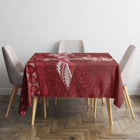 Kia Orana Cook Islands Tapa Floral With Cross Tablecloth Crimson Red LT7 - Polynesian Pride