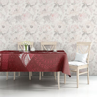 Kia Orana Cook Islands Tapa Floral With Cross Tablecloth Crimson Red LT7 - Polynesian Pride
