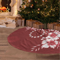 Kia Orana Cook Islands Tapa Floral With Cross Tree Skirt Crimson Red LT7 - Polynesian Pride